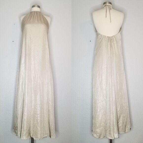 Nouvelle Deidre Liquid Chiffon Halter Trapeze Gown - Picture 5 of 11